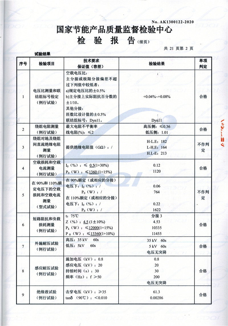 高低压试验报告-S11-1250临城临城临城油浸式变压器-2.jpg